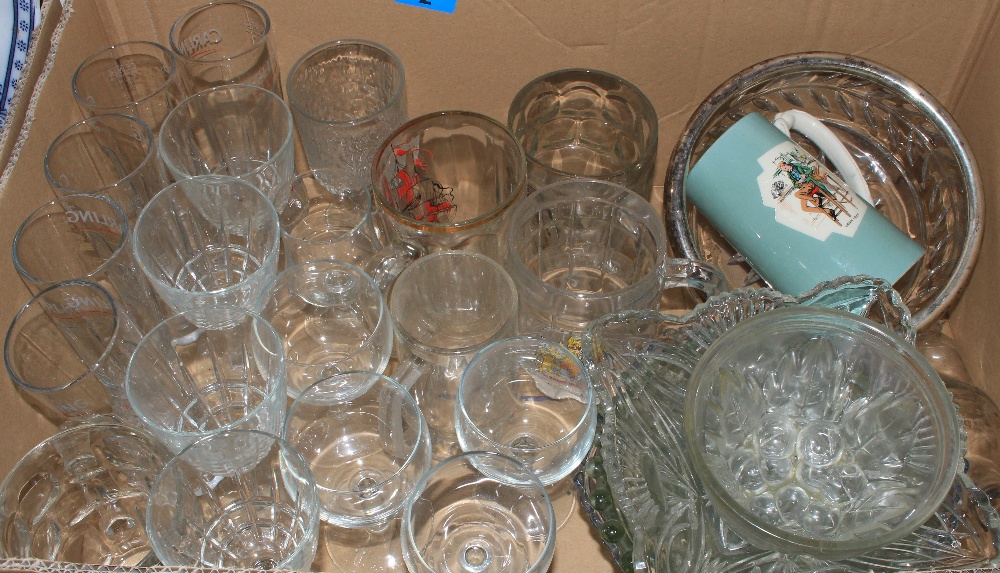 Two boxes of ceramics and a box of glassware