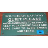 A 'Southern Railway' metal plaque