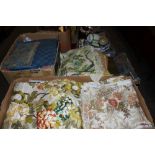 Three boxes of textiles