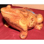 An oriental carved hardstone frog. 7 ½" long