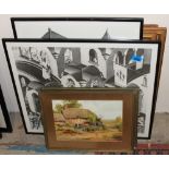 Four framed prints