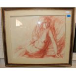 SAMUEL MARSHALL. Female nude study. Conte drawing 19" x 24"