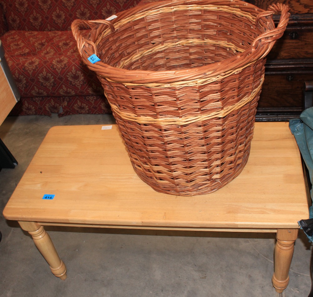 A low table and a log basket
