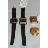 Four 1970s jump-hour 'digital' wristwatches. Three in running order