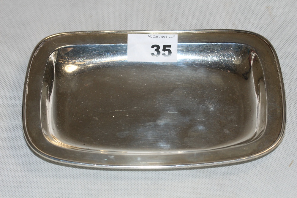A sterling silver oblong silver dish, marked for Tiffany & Co. 20th Century. 7 ¼" wide. 5ozs 10dwts