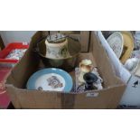 Sundries to include ceramics, brass preserving pan, print etc.