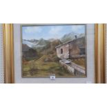 E.CAMPANNELLI Shepherd hut in the mountains. Signed. Oil on canvas. 16'' x 19''