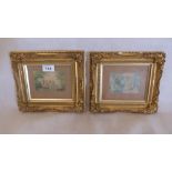 A pair of gilt framed Baxter prints, the frames 8½'' x 9½''