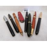 Various pens, including a Watermans W3, Swan Leverless Pen etc