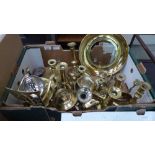 A box of brassware