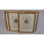 Four framed engraved prints, cautionary nursery poems. Late 19th century
