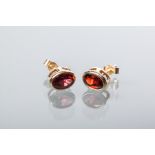 PAIR OF GARNET SET STUD EARRINGS