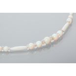 LATE VICTORIAN OPAL AND GLASS BEAD NECKL