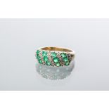 EMERALD AND DIAMOND CLUSTER RING