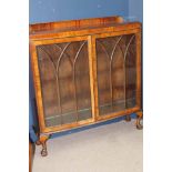 WALNUT BOW FRONT DISPLAY CABINET