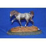 MODERN LIMITED EDITION PAINTED RESIN FIGURE OF A HORSE
signed Hayton '76, numbered 51/500,