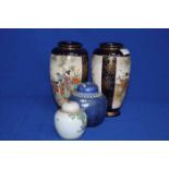 LOT OF MIXED ASIAN CERAMICS
including two 20th century satsuma vases,