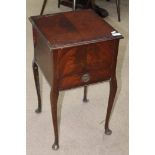 MAHOGANY SEWING BOX ON CABRIOLE LEGS