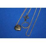 GROUP OF GOLD JEWELLERY
comprising of a locket, Celtic cross pendant,