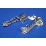 SELECTION OF SILVER PLATED ITEMS
including a group of flatware in a bold Victorian pattern,