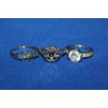 TWO NINR CARAT GOLD RINGS
comprising a Masonic ring and a green gem set ring;