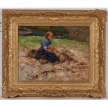 WILLIAM BRADLEY LAMOND RBA (SCOTTISH 1857-1924), 
GIRL SITTING BY A SEA SHORE 
oil on canvas,