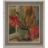 * ANNE CARRICK (SCOTTISH 1919- 2005),
CHRISTMAS CACTUS IN A BOWL
oil on board,