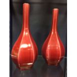 ATTRACTIVE PAIR OF PILKINGTON SANG DE BOEUF GLAZE HEXAGONAL BALUSTER VASES
impressed marks and