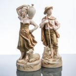 PAIR OF ROYAL DUX FIGURES
modelled as a young shepherd, lacking crook, with sheepdog,