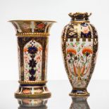 TWO EARLY 20TH CENTURY ROYAL CROWN DERBY IMARI VASES
including a trumpet vase, date cypher for 1917,