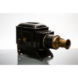 EARLY TWENTIETH CENTURY MAGIC LANTERN PROJECTOR
with lacquered brass finish,