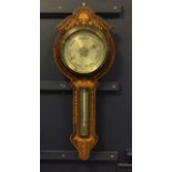 VICTORIAN INLAID MAHOGANY WALL MOUNTED BAROMETER
with unsigned 7.