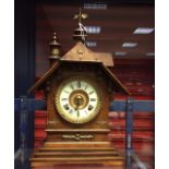 UNUSUAL AMERICAN ANSONIA CHALET STYLE OAK MANTEL CLOCK
early twentieth century,