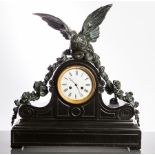 VICTORIAN BRONZE AND SLATE MANTEL CLOCK
by Joseph Penlington, Liverpool,