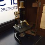 CASED BRASS MONOCULAR MICROSCOPE BY CHARLES PERRY, LONDON
early twentieth century,