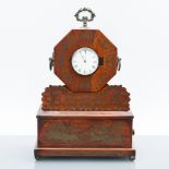 VICTORIAN BRASS INLAID ROSEWOOD MANTEL CLOCK
with associated signed French brass movement by Victor