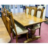 OAK REFECTORY DINING TABLE OF 17TH CENTURY DESIGN 
the rectangular three plank top on moulded