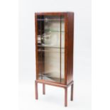 EDWARDIAN MAHOGANY CHINA DISPLAY CABINET 
with adjustable glass shelves enclosed by a glazed