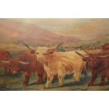 THREE DECORATIVE PICTURES IN GILT FRAMES including 'Highland Rovers' by Douglas Cameron