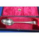 GEORGE III TABLE SPOON with later engraving reading 'Beatrice',