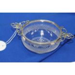 SILVER MOUNTED GLASS BON BON DISH