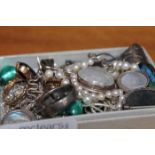 LOT OF JEWELLERY including a gold ring, gold earrings, pearl necklace, silver items etc.