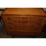 MODERNIST THREE PIECE TEAK BEDROOM SUITE comprising chest of drawers,