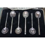 CASED SET OF SILVER COFFEE SPOONS together with a silver dish and a silver picture frame