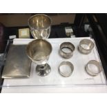 COLLECTION OF SILVER ITEMS comprising two cups,