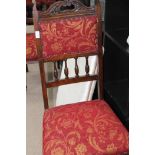 PAIR OF UPHOLSTERED DINING CHAIRS together with a hall chair