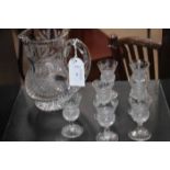EDINBURGH CRYSTAL THISTLE MOTIF GLASSES AND JUG comprising of a jug with engraved decoration and