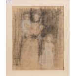 JULIA BEATRICE HOW (BRITISH 1867 - 1932), SKETCH OF MOTHER AND CHILDREN charcoal and chalk on paper,