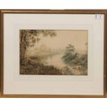 GEORGE BARRET JUNIOR (IRISH 1717 - 1842), RIVER SCENE watercolour on paper,