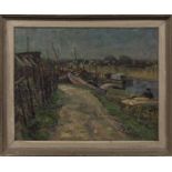 * ATTRIBUTED TO GEORGES LAPCHINE (RUSSIAN 1885 - 1950), HARBOUR oil on board, signed 38.